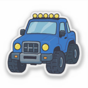 Cute Blue Monster Truck Sticker for Kids