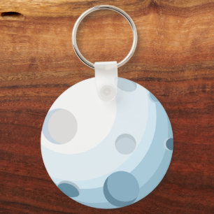 Cute Blue Moon Space Illustration Key Ring
