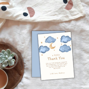 Cute Blue Moon Stars Twinkle Twinkle Baby Shower  Thank You Card