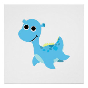 Cute Blue Nessie Poster