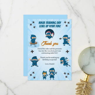 Cute Blue Ninja Squad Boy Birthday Party Thank You Card