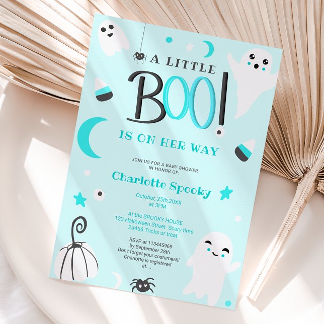 Cute blue not spooky Halloween boo baby shower Invitation (Creator Uploaded)