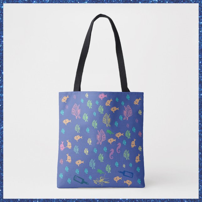 Cute Blue Ocean Marine Life  Tote Bag (Creator Uploaded)