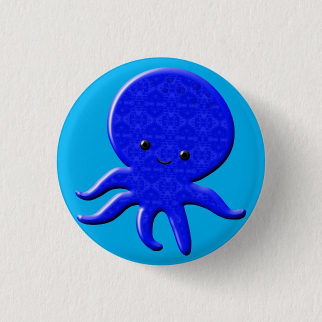 Cute Blue Octopus 3 Cm Round Badge (Front)