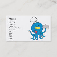 cute blue octopus chef with serving platter