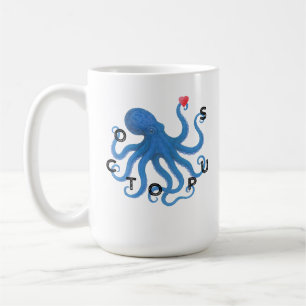 Cute Blue Octopus Friend with Heart Ocean Scuba Coffee Mug
