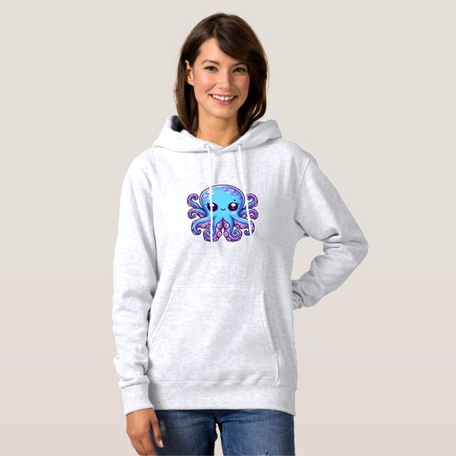 Cute blue octopus hoodie (Front Full)