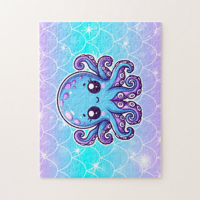 Cute blue octopus jigsaw puzzle (Vertical)