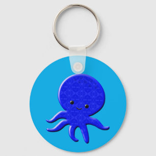 Cute Blue Octopus Key Ring