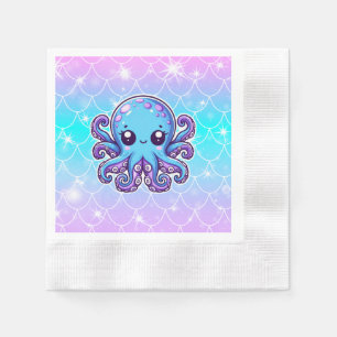 Cute blue octopus napkin