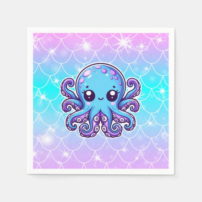 Cute blue octopus napkin (Front)