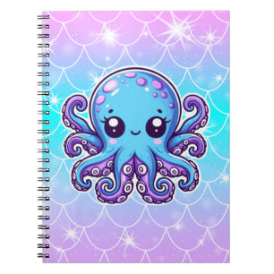 Cute blue octopus notebook