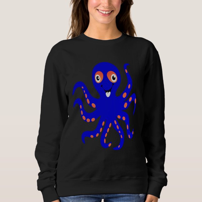 Cute Blue Octopus Ocean Sea Animal Halloween Costu Sweatshirt (Front)