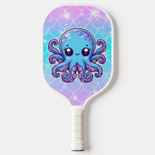 Cute blue octopus pickleball paddle