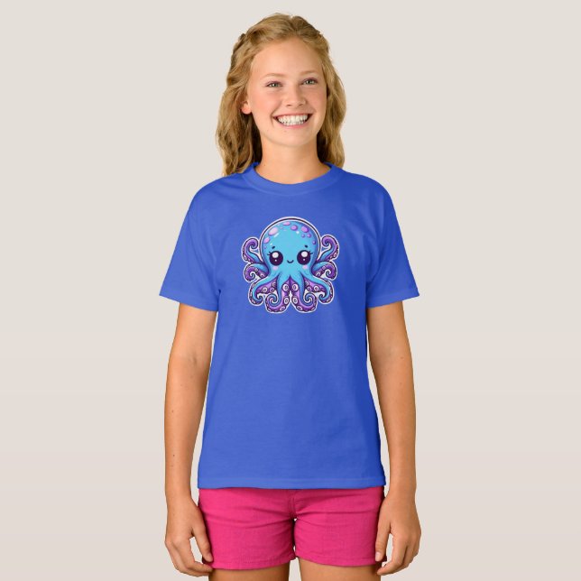 Cute blue octopus T-Shirt (Front Full)