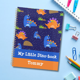 Cute Blue Orange Baby Dinosaur Sparkling Star Planner