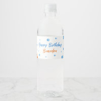 Cute Blue & Orange Coral Dolphin Kids Birthday