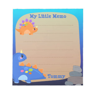 Cute Blue Orange Dinosaur Litte Memo  Notepad