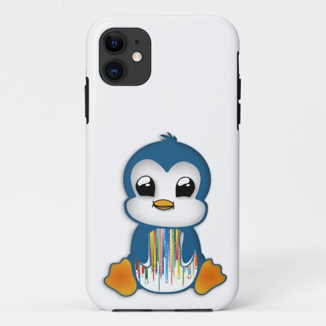 Cute blue orange penguin Case-Mate iPhone case (Back)