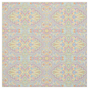 Cute Blue Orange Pink Purple White Paisley Floral Fabric