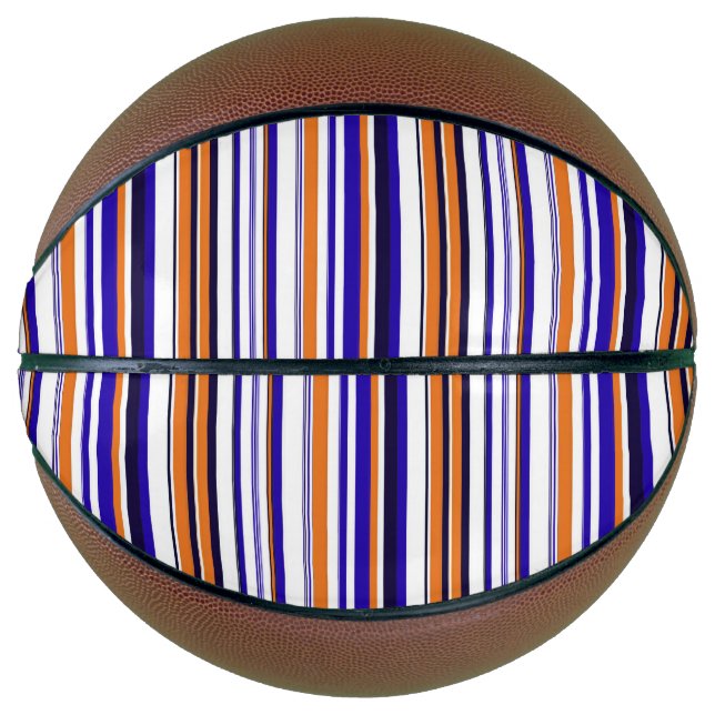 Cute blue orange stripes basketball (Front)