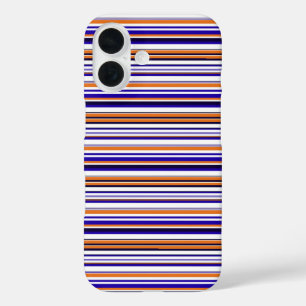 Cute blue orange stripes iPhone 16 case