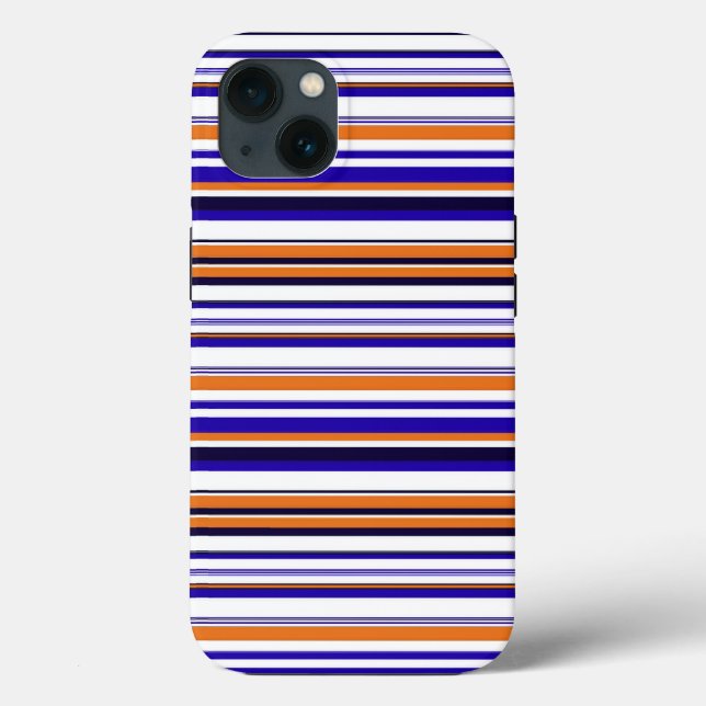 Cute blue orange stripes Case-Mate iPhone case (Back)