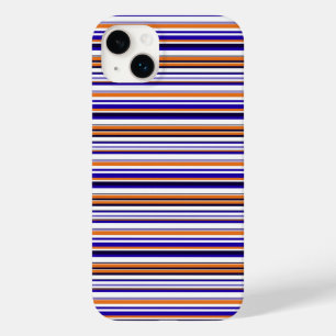 Cute blue orange stripes Case-Mate iPhone 14 plus case