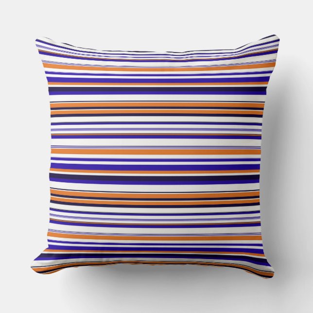 Cute blue orange stripes cushion (Front)
