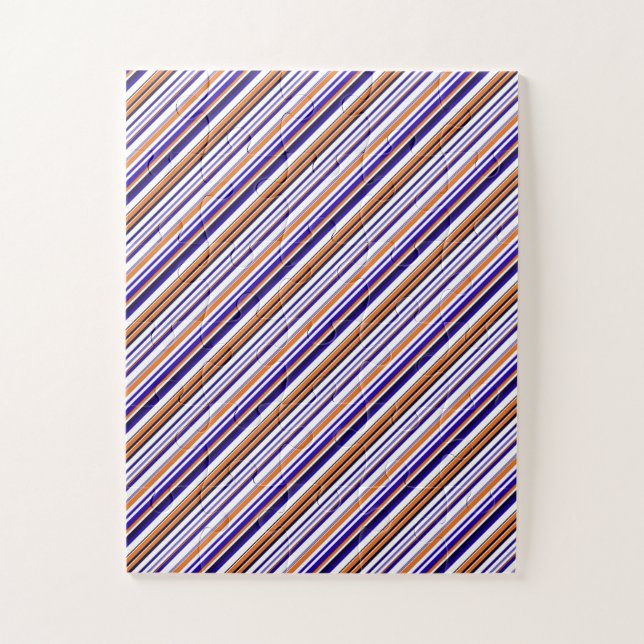 Cute blue orange stripes jigsaw puzzle (Vertical)