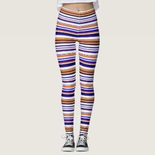 Cute blue orange stripes leggings