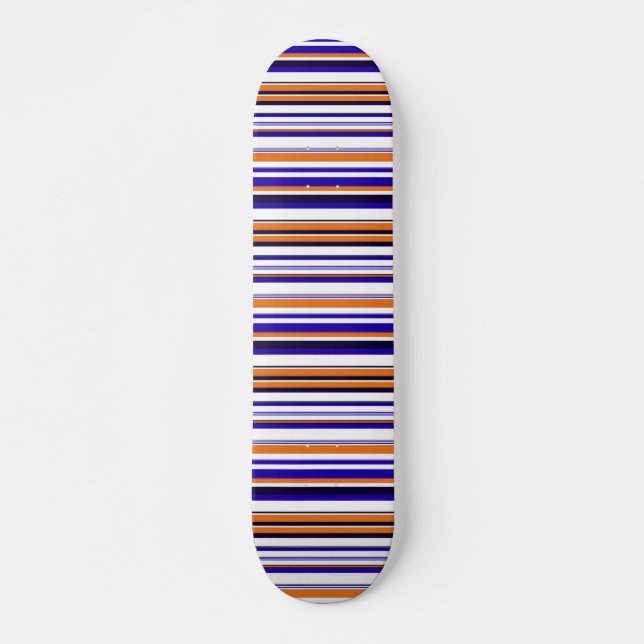 Cute blue orange stripes skateboard (Front)