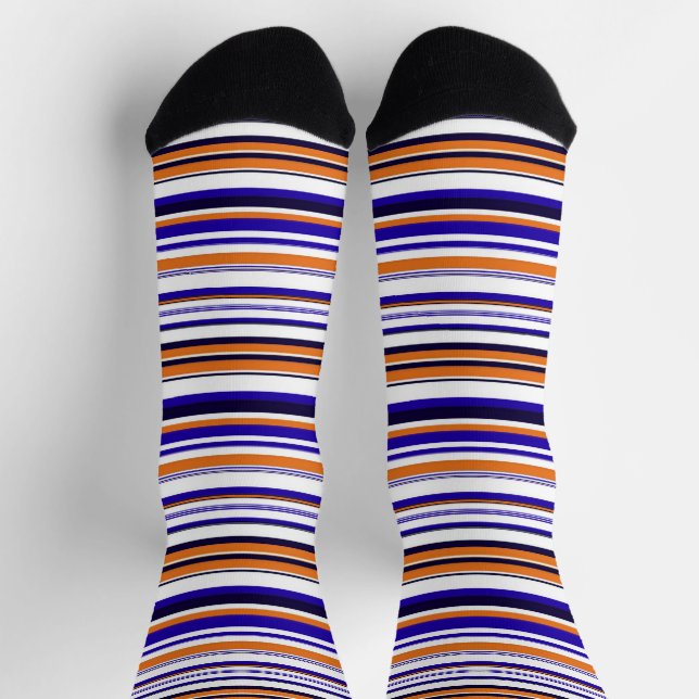 Cute blue orange stripes socks (Top)