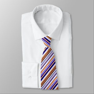 Cute blue orange stripes tie