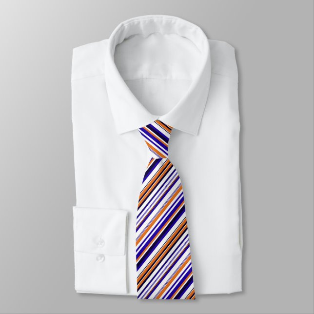 Cute blue orange stripes tie (Tied)