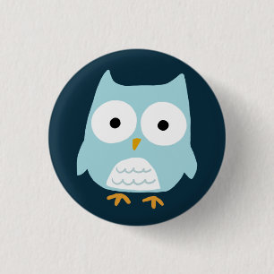 Cute Blue Owl 3 Cm Round Badge
