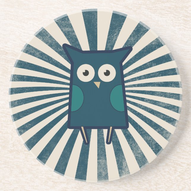 Cute Blue Owl Coaster (Front)