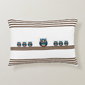 Cute Blue Owl Illustration Decorative Cushion