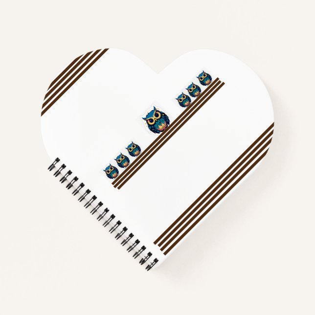 Cute Blue Owl Illustration Notebook (Front)