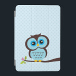 Cute Blue Owl iPad Mini Cover<br><div class="desc">Adorable vector illustration of a cute owl perched on a tree branch on a polka dots background.  Art by Babystar Design at mygrafico.com</div>