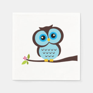 Cute Blue Owl Napkin
