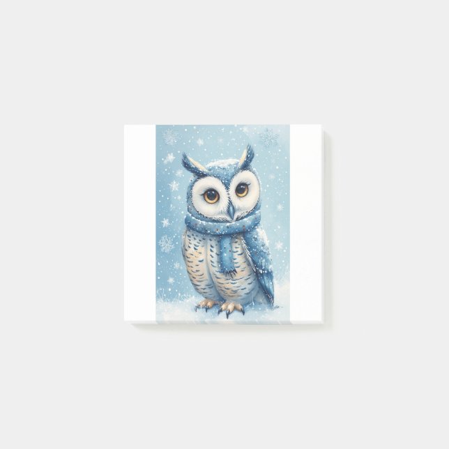 Cute Blue Owl Post-it Notes (Front)