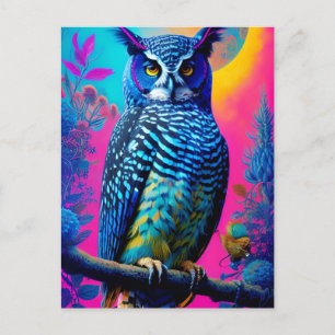 Cute blue owl postcard