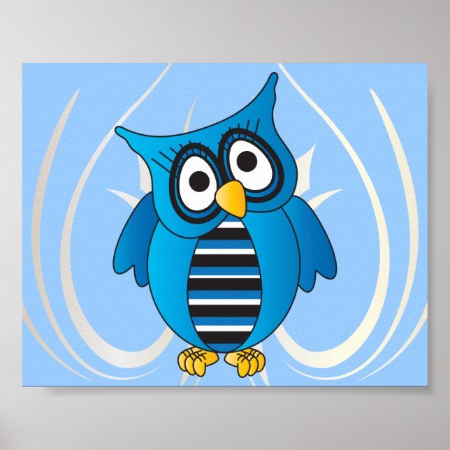 Cute Blue Owl Poster (Front)
