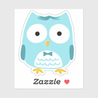 Cute Blue Owl Wearing Bow Tie Funny Owl Cartoon