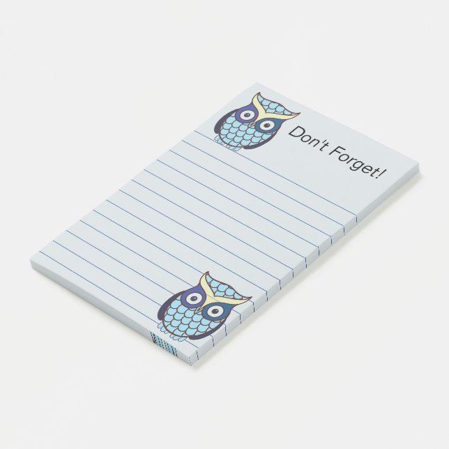 Cute Blue Owl with Playful Charm Post-it Notes (Angled)