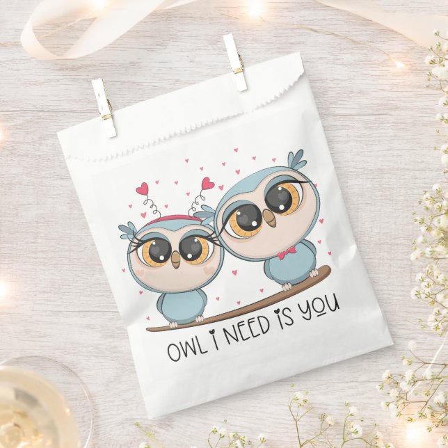 Cute Blue Owls Favour Bags (Clipped)