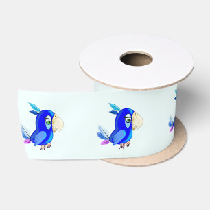 Cute Blue Parrot Funny Ribbon Satin Ribbon