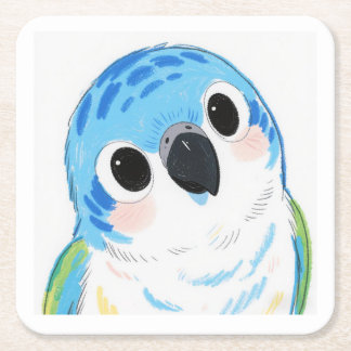 Cute Blue Parrot Hard Plastic Coasters