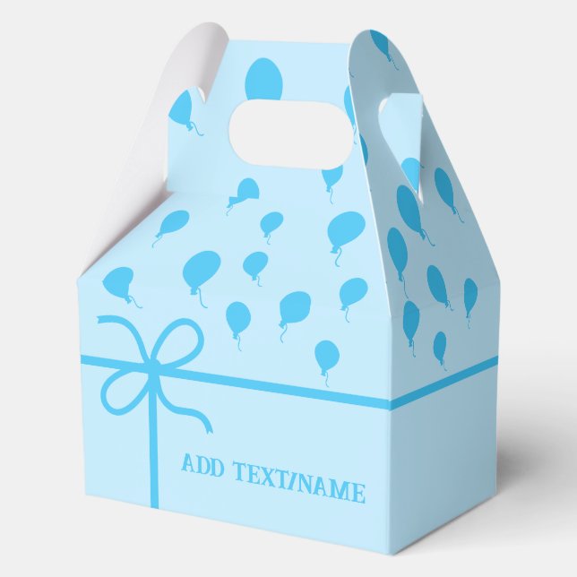 Cute Blue Party Balloons And Ribbons Custom   Favour Box (Front)